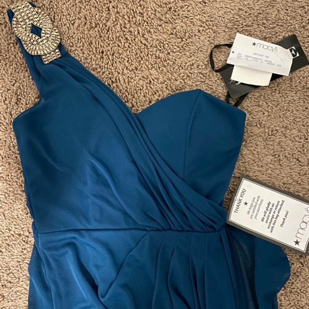NEW MACY'S Women's Aqua blue long dress